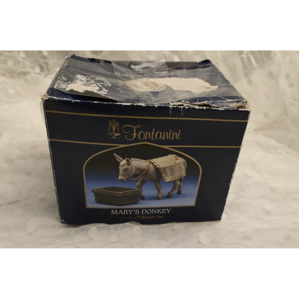 Fontanini Nativity Standing MARY'S DONKEY w/ Saddle Blanket & Trough 2005  EUC